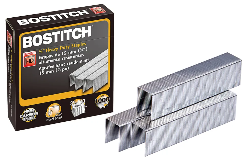 Bostitch® Premium Heavy Duty Staples, 5/8" Full Strip, Box Of 1,000