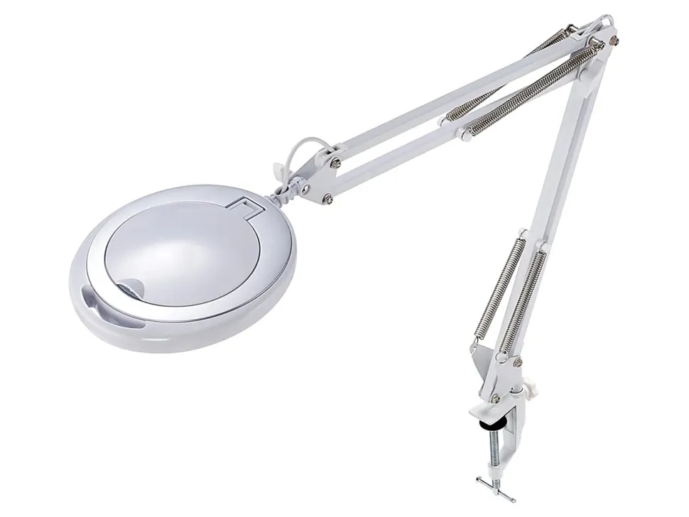 Bostitch® PureOptics LED VLED600 Magnifying Desk Lamp With Clamp Mount, 22"H, White