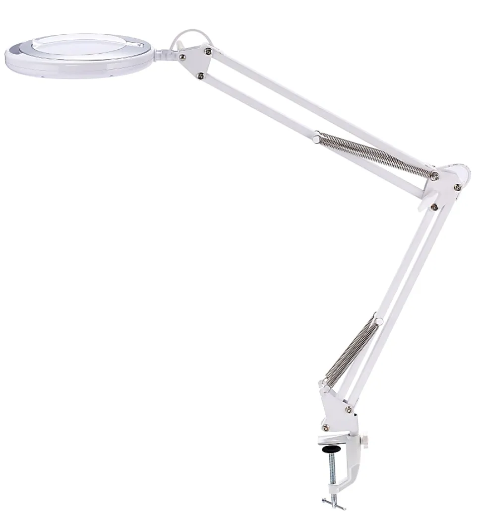 Bostitch® PureOptics LED VLED600 Magnifying Desk Lamp With Clamp Mount, 22"H, White