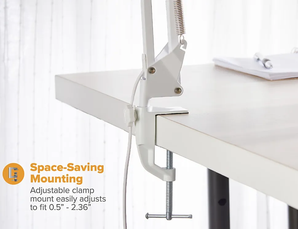 Bostitch® PureOptics LED VLED600 Magnifying Desk Lamp With Clamp Mount, 22"H, White