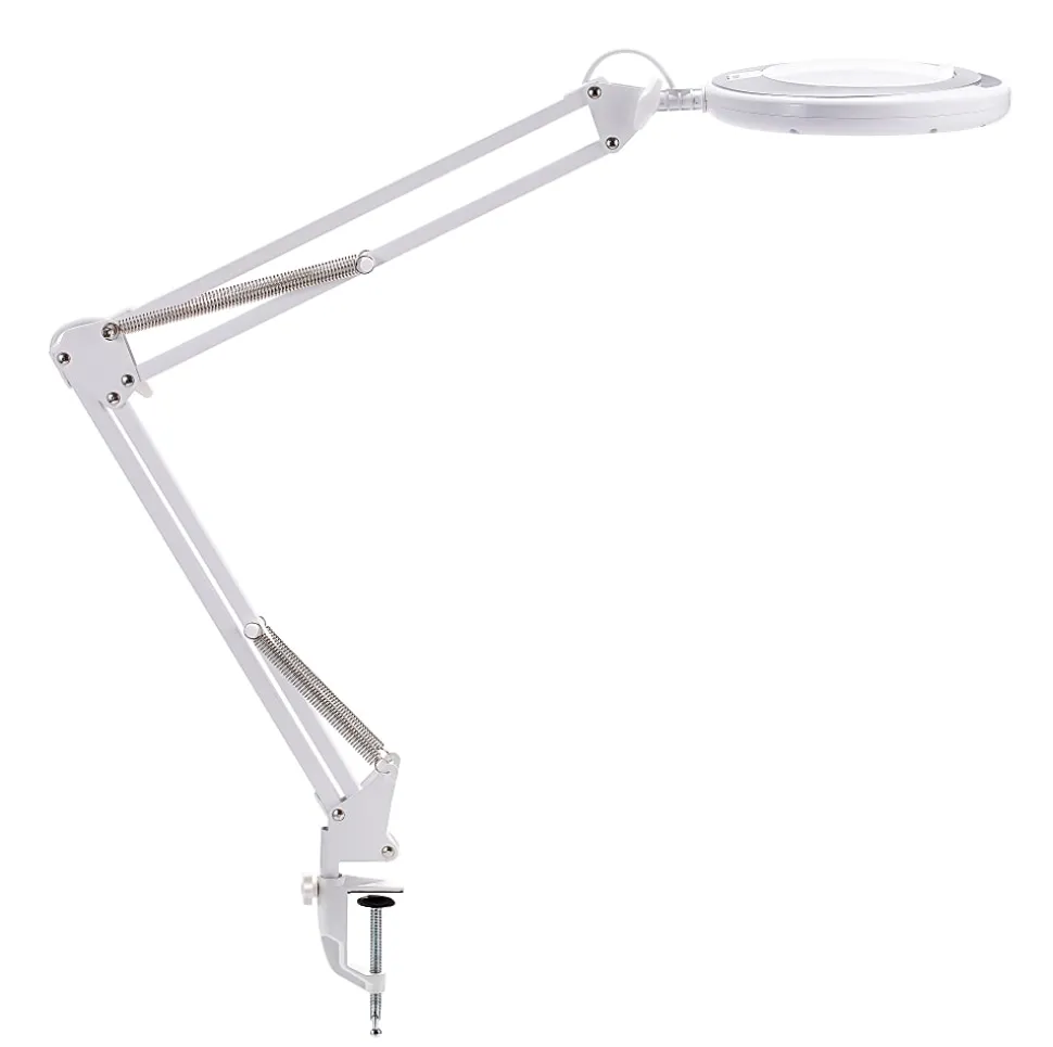 Bostitch® PureOptics LED VLED600 Magnifying Desk Lamp With Clamp Mount, 22"H, White