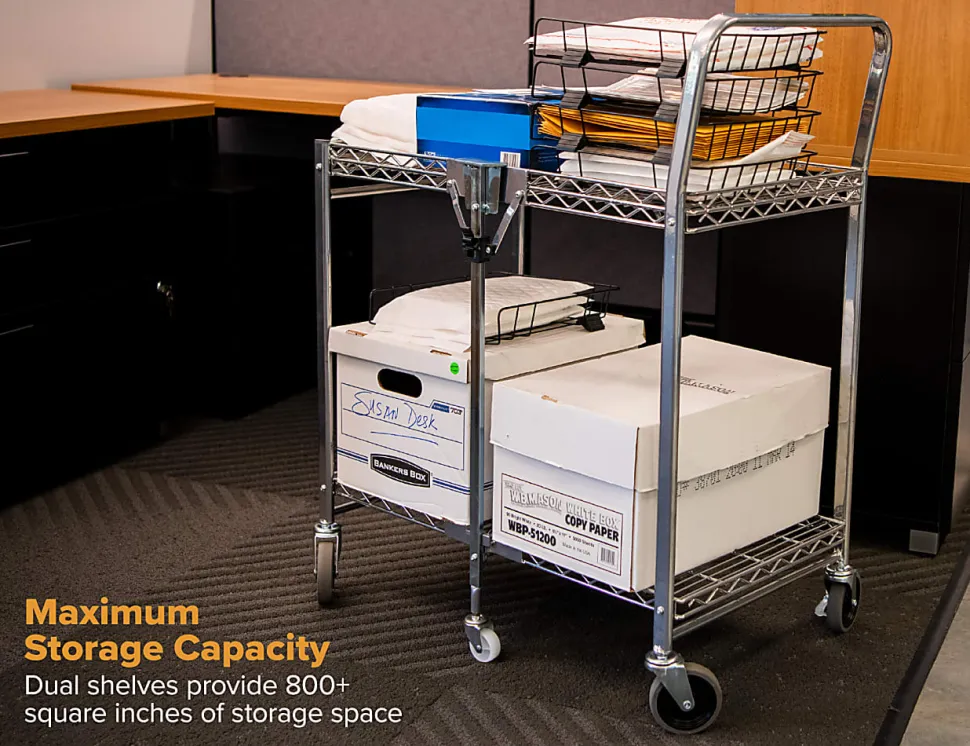 Bostitch® Small Stow-Away Folding Cart, 39" x 19-1/2" x 31", Chrome