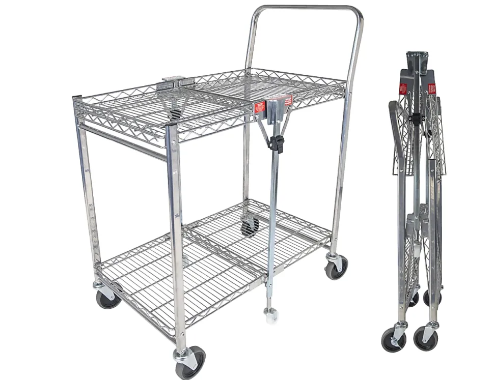 Bostitch® Small Stow-Away Folding Cart, 39" x 19-1/2" x 31", Chrome