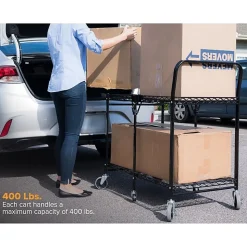 Bostitch® Small Stow-Away Folding Cart, 39" x 19-1/2" x 31", Black