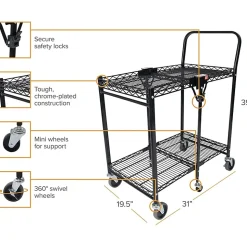 Bostitch® Small Stow-Away Folding Cart, 39" x 19-1/2" x 31", Black