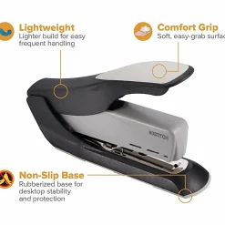 Bostitch Spring Powered Heavy Duty Stapler, 60 Sheet Capacity, Black/Silver