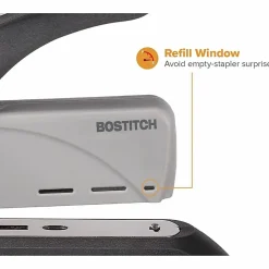Bostitch Spring Powered Heavy Duty Stapler, 60 Sheet Capacity, Black/Silver