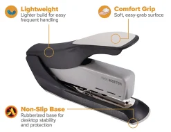 Bostitch Spring Powered Heavy Duty Stapler, 60 Sheet Capacity, Black/Silver