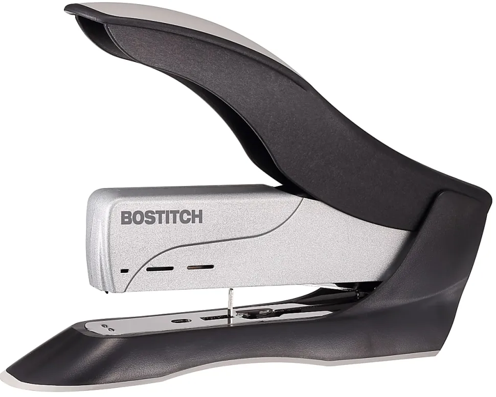 Bostitch® Spring-Powered Premium Heavy Duty Stapler, 100 Sheet Capcity, Black/Silver