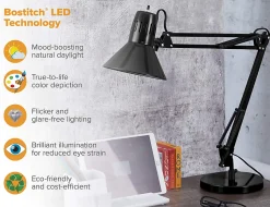 Bostitch® Swing Arm LED Desk Lamp, 16-15/16"H, Black