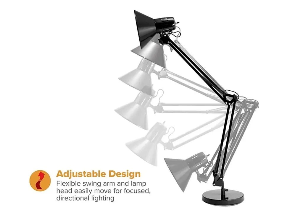 Bostitch® Swing Arm LED Desk Lamp, 16-15/16"H, Black