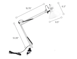 Bostitch® Swing Arm LED Desk Lamp With Clamp, 36"H, Black/White
