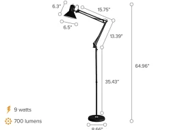 Bostitch® Swing Arm LED Floor Lamp, 72
