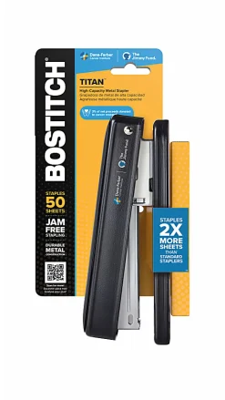 Bostitch Titan Heavy Duty Metal Stapler, 50 Sheet Capacity with 840 Standard Staples and 200 Extended Staples, Black - B615R-ASST