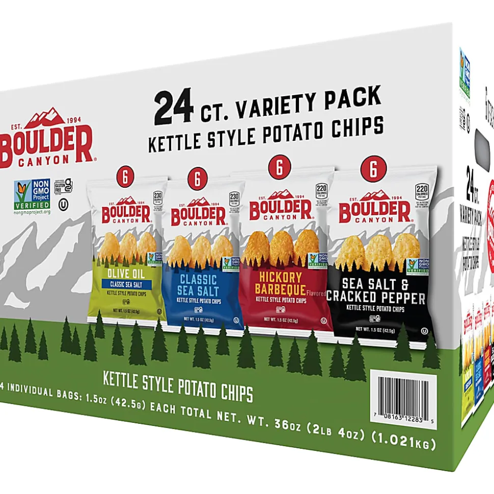 Boulder Canyon Inventure Variety Pack - Non-GMO, Gluten-free - Bag - 1.50 oz - 24 / Carton