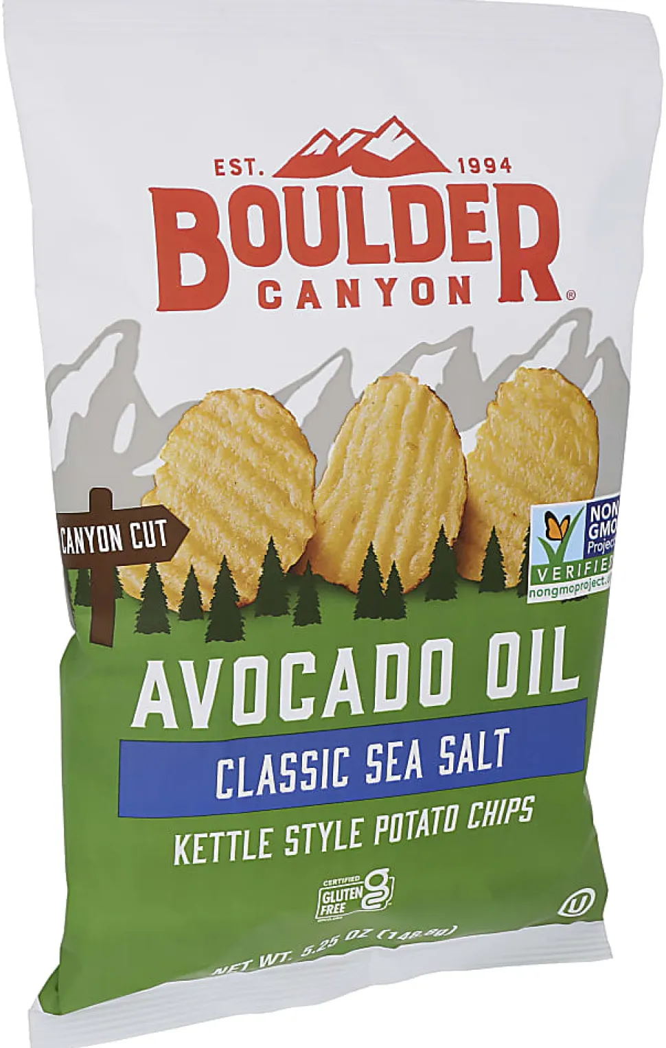 Boulder Canyon Kettle Style Potato Chips, Sea Salt, 5.25 Oz, Total Qty 12