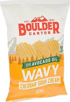 Boulder Canyon Wavy Potato Chips, Cheddar Sour Cream, 5.5 Oz, Total Qty 12
