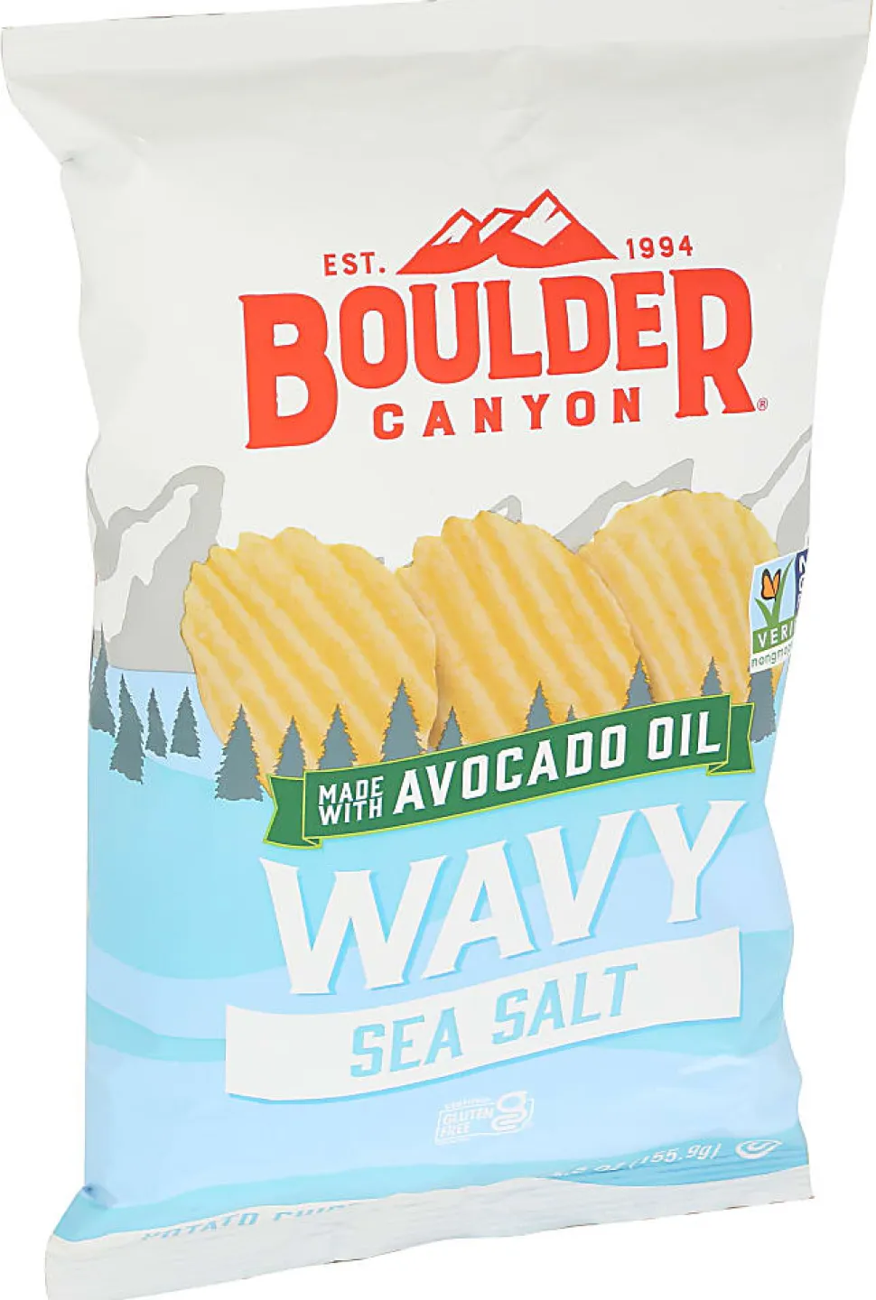 Boulder Canyon Wavy Potato Chips, Sea Salt, 5.5 Oz, Total Qty 12