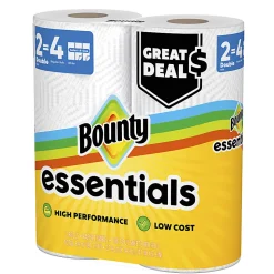 Bounty Essentials Select-A-Size Paper Towels, White, 108 Sheets Per Roll, Total Qty 2