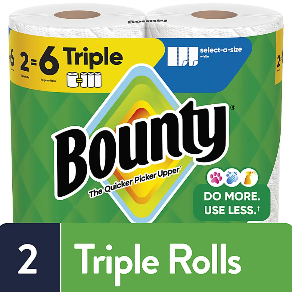 Bounty Select-A-Size 2-Ply Double-Roll Paper Towels, 2 Triple Rolls/123 Sheets Per Roll, White