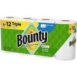 Bounty Select-A-Size 2-Ply Triple-Roll Paper Towels, 4 Triple Rolls/123 Sheets Per Roll, White