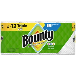 Bounty Select-A-Size 2-Ply Triple-Roll Paper Towels, 4 Triple Rolls/123 Sheets Per Roll, White