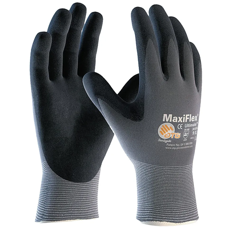 Bouton® MaxiFlex® Ultimate™ Nitrile Gloves, X-Large, Black/Gray, Pack Of 12 Pairs