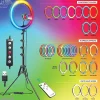 Bower RGB Selfie Ring Light Studio Kit With Wireless Remote Control & Tripod, 62”H, 10W, Black