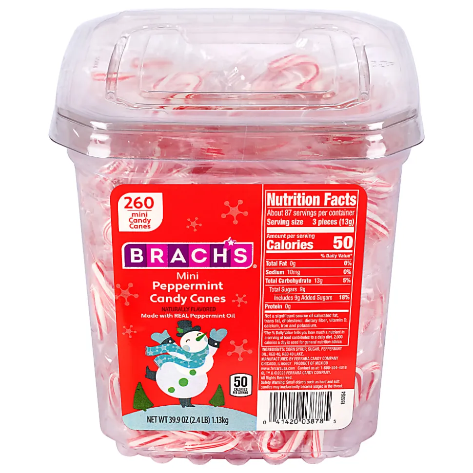 Brach's Peppermint Candy Cane Minis, 39.9 Oz, Pack Of 260 Candy Canes