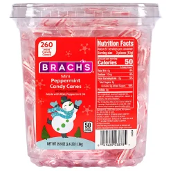 Brach's Peppermint Candy Cane Minis, 39.9 Oz, Pack Of 260 Candy Canes