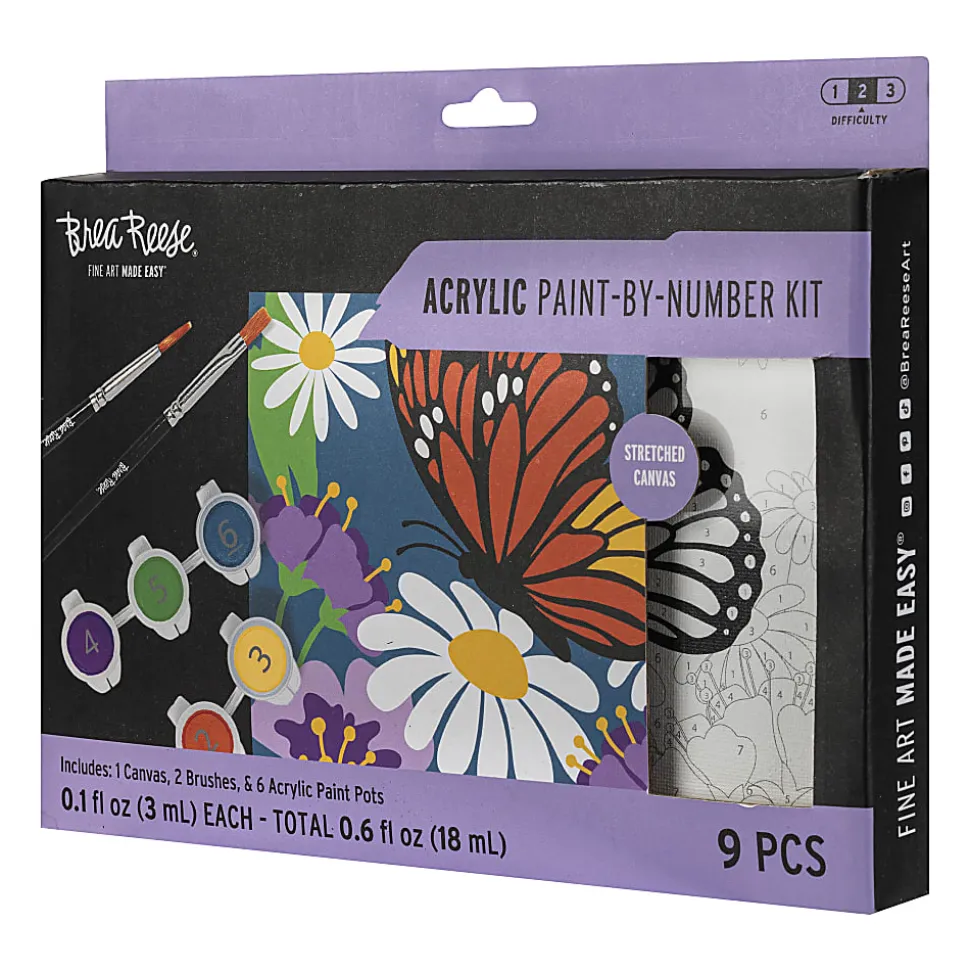 Brea Reese® Acrylic Paint-By-Number Kit, Butterfly Flower
