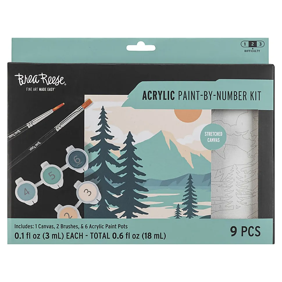 Brea Reese® Acrylic Paint-By-Number Kit, Mountain Landscape