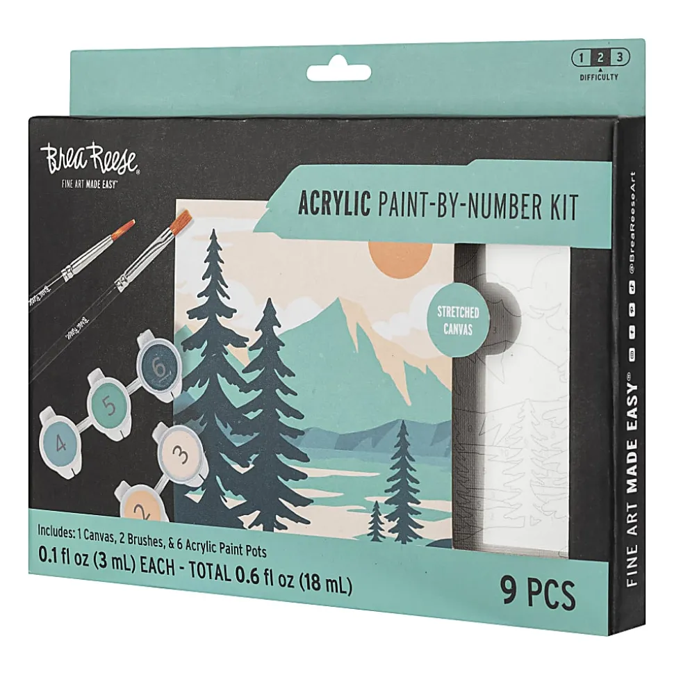 Brea Reese® Acrylic Paint-By-Number Kit, Mountain Landscape