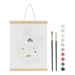 Brea Reese® Acrylic Paint-by-Number Rolled Canvas Kit, Bouquet, Kit Of 13 Pieces