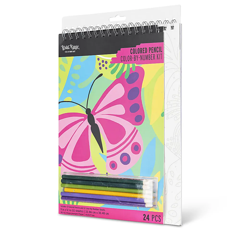 Brea Reese® Color-By-Number Colored Pencil Kit, Butterfly Designs