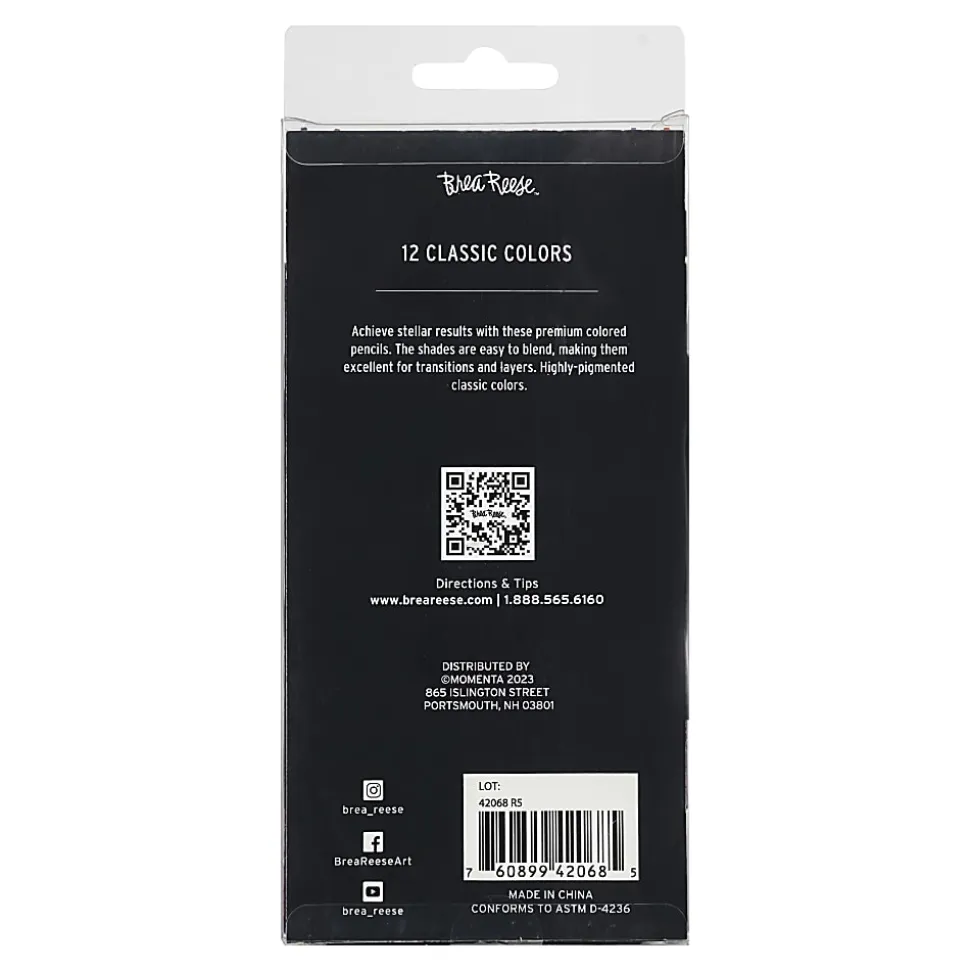 Brea Reese Colored Pencils, Classic Colors, Pack Of 12 Pencils