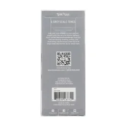 Brea Reese Dual-Tip Alcohol Markers, Pack Of 6 Markers, Brush/Chisel Tip, White Barrel, Grayscale Ink