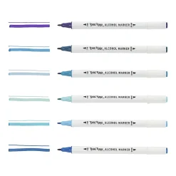 Brea Reese Dual-Tip Alcohol Markers, Blues, Pack Of 6 Markers