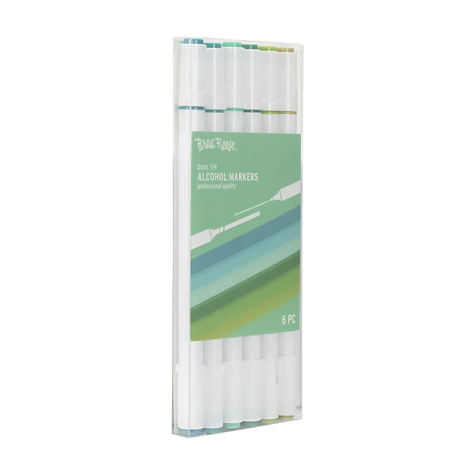 Brea Reese Dual-Tip Alcohol Markers, Greens, Pack Of 6 Markers