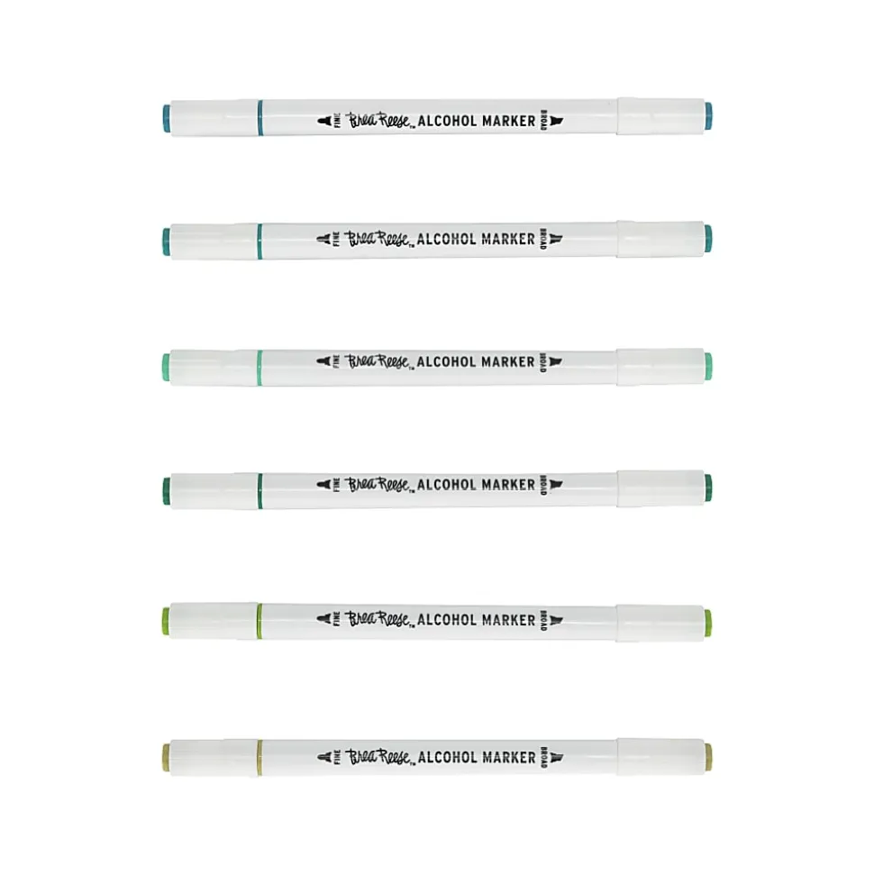 Brea Reese Dual-Tip Alcohol Markers, Greens, Pack Of 6 Markers