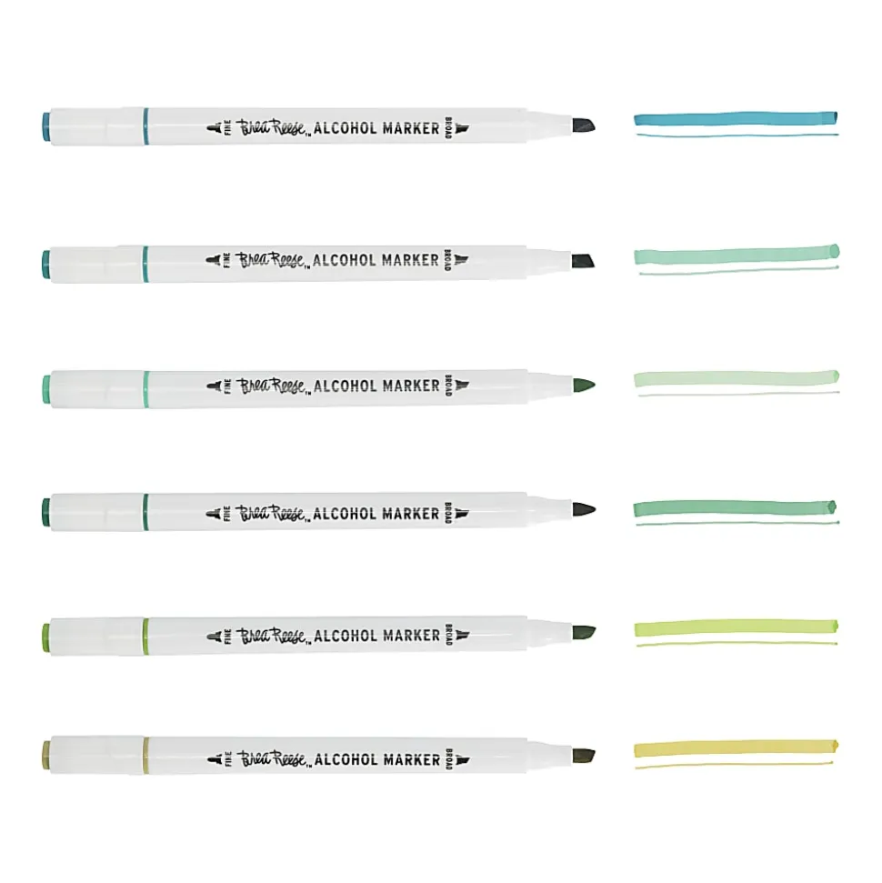 Brea Reese Dual-Tip Alcohol Markers, Greens, Pack Of 6 Markers