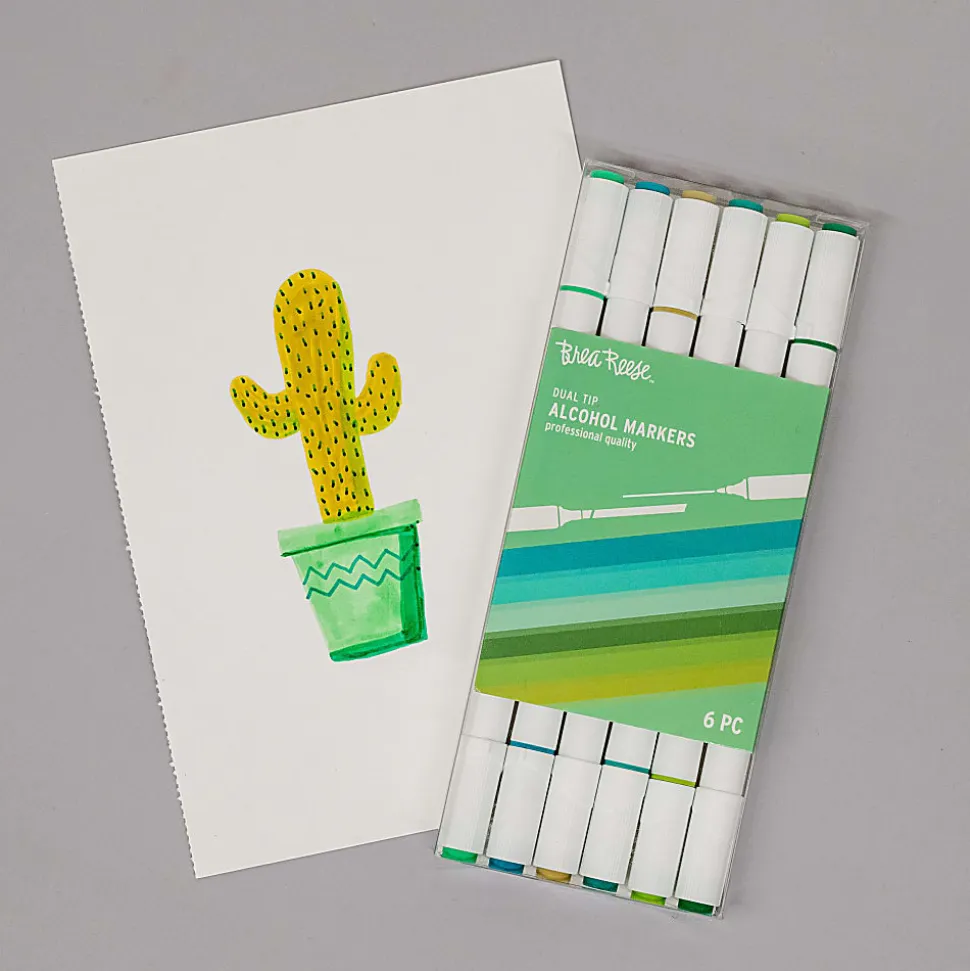 Brea Reese Dual-Tip Alcohol Markers, Greens, Pack Of 6 Markers