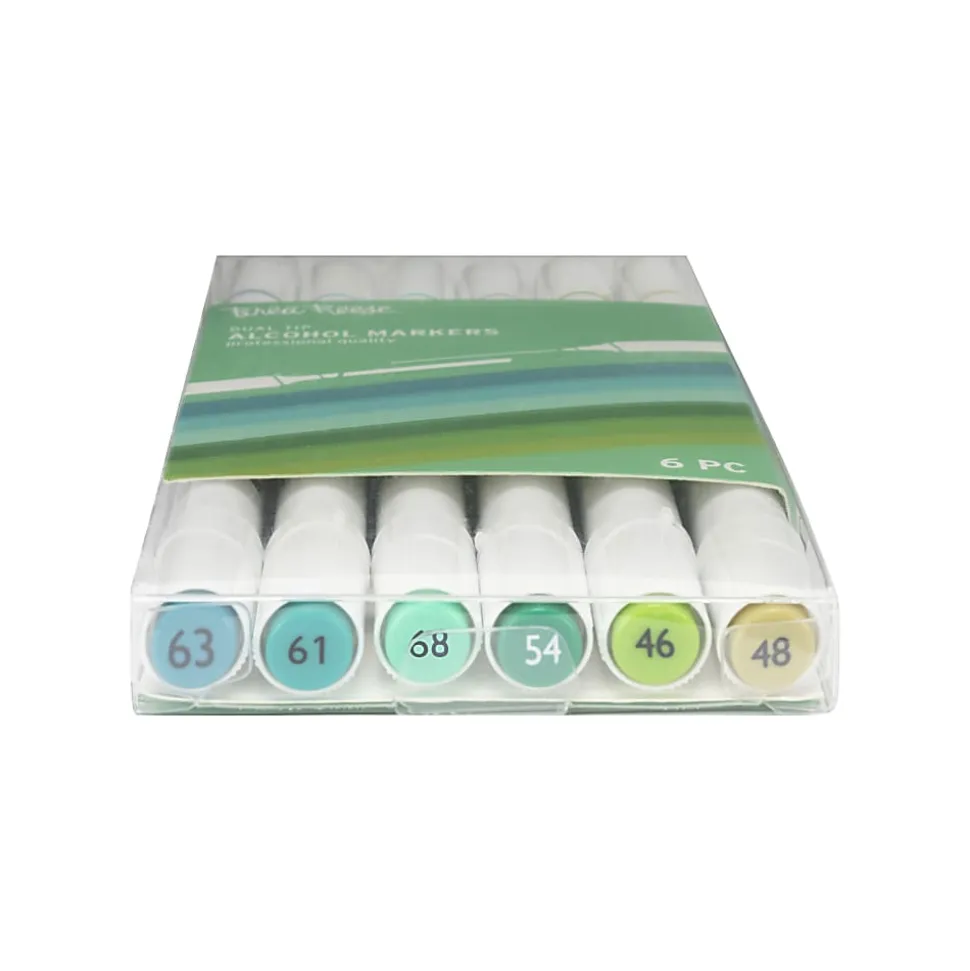 Brea Reese Dual-Tip Alcohol Markers, Greens, Pack Of 6 Markers