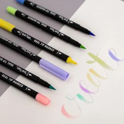 Brea Reese Dual-Tip Brush Markers, Pastel, Pack Of 6 Markers