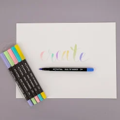 Brea Reese Dual-Tip Brush Markers, Pastel, Pack Of 6 Markers