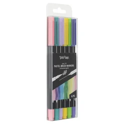 Brea Reese Dual-Tip Brush Markers, Pastel, Pack Of 6 Markers