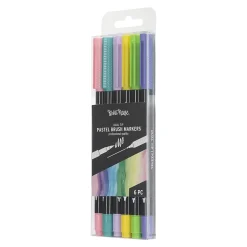 Brea Reese Dual-Tip Brush Markers, Pastel, Pack Of 6 Markers