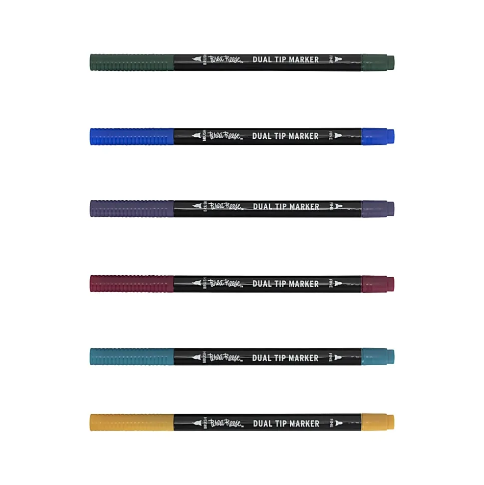 Brea Reese Dual-Tip Brush Markers, Jewel Tones, Pack Of 6 Markers