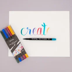 Brea Reese Dual-Tip Brush Markers, Jewel Tones, Pack Of 6 Markers
