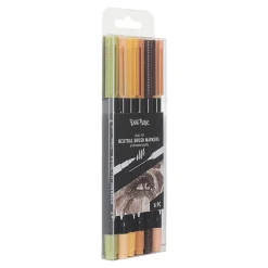 Brea Reese Dual-Tip Brush Markers, Neutrals, Pack Of 6 Markers